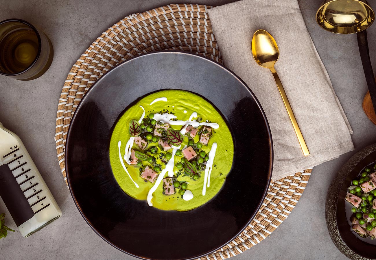 Green Pea Soup with Ham