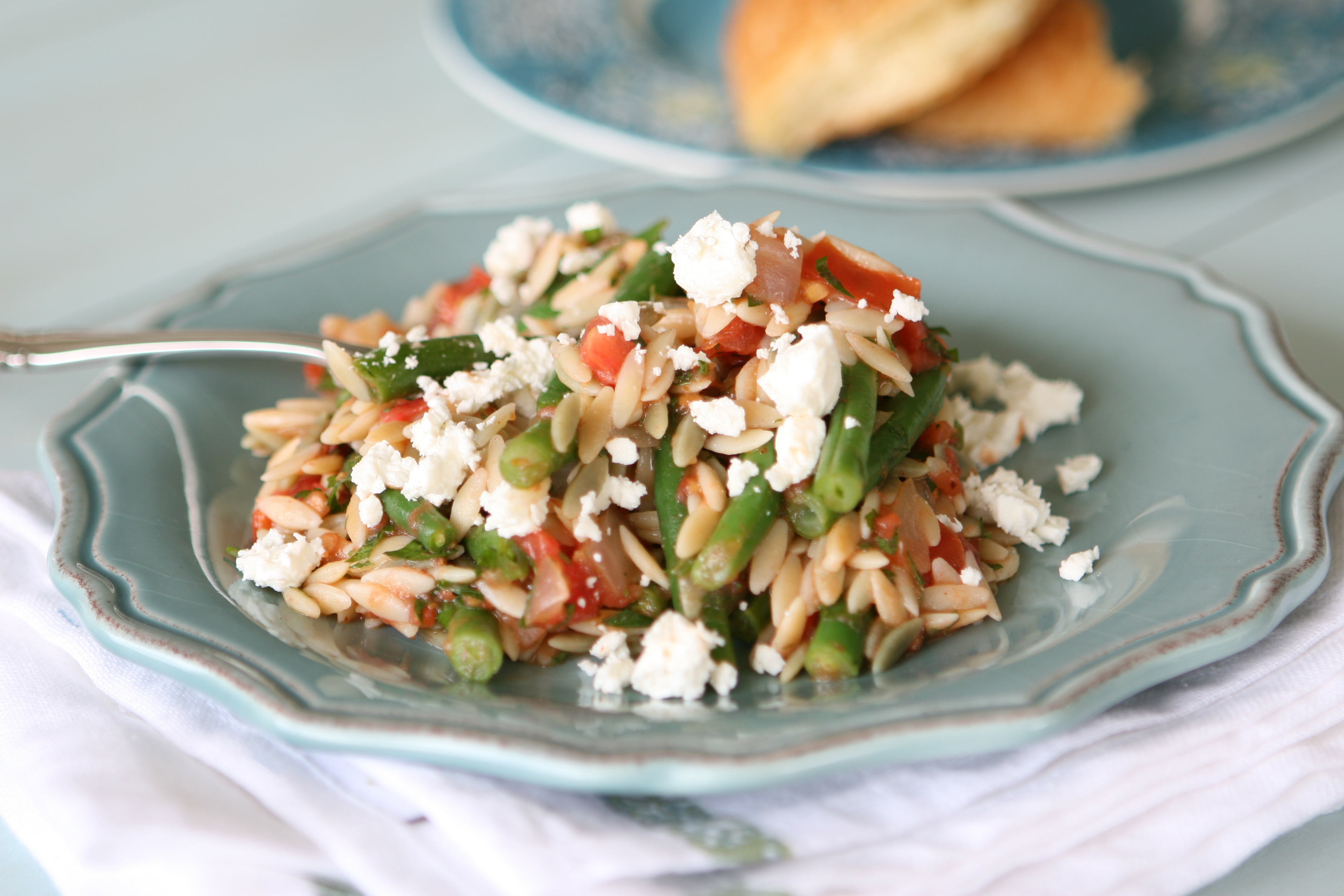 Orzo with Feta, Green Beans, and Tomatoes